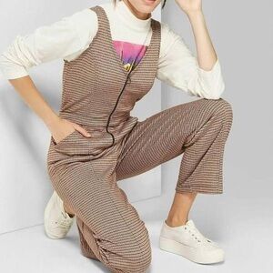 NWOT Wild Fable Black & Brown Plaid Jumpsuit